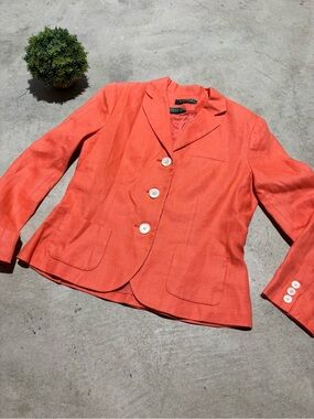 Ralph Lauren 109% Linen Blazer Jacket Orange Ild Money Preppy Resortwese